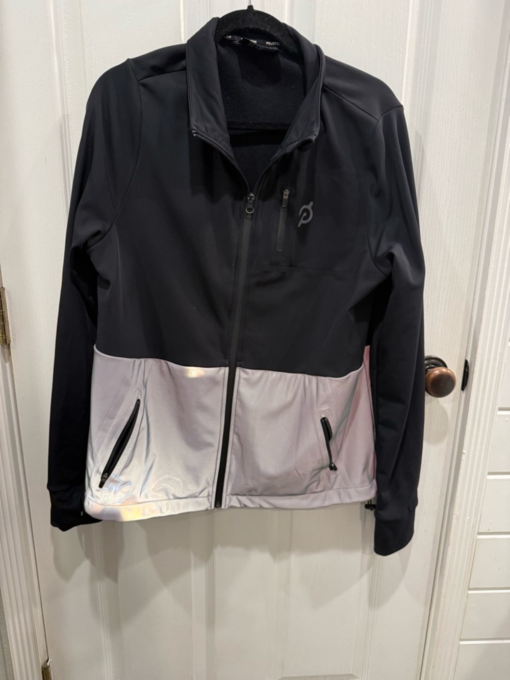 Peloton Black and Iridescent-Light Two-Tone Zip Jacket
